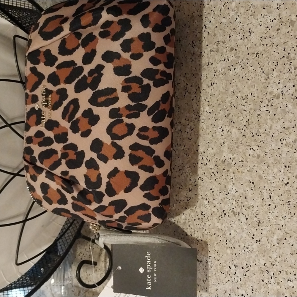 Kate spade NWT leopard makeup bag or wristlet